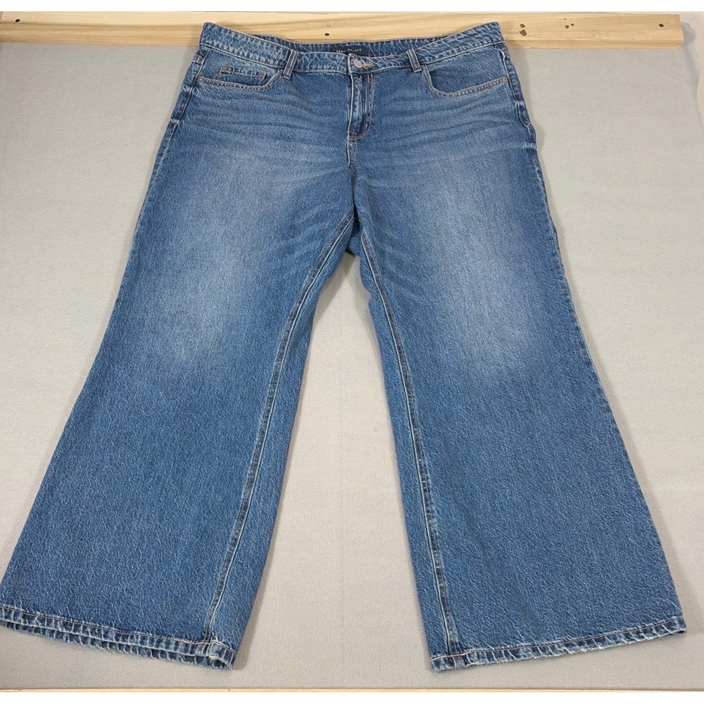 Aeropostale Baggy Flare Jeans Womens 18 Reg Blue High Rise Wide Leg 100% Cotton